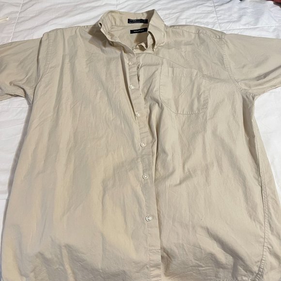 Nautica sanded  Khaki Summer ,short sleeve button shirt size 16 L - Picture 4 of 6
